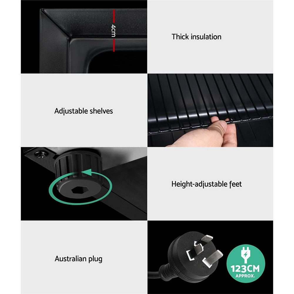 Devanti 46L Glass Door Bar Fridge Mini Countertop Freezer Fridges