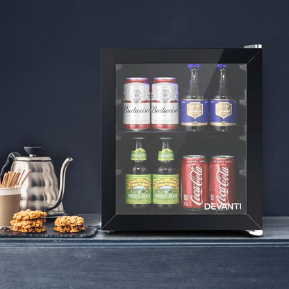 Devanti 46L Glass Door Bar Fridge Mini Countertop Freezer Fridges