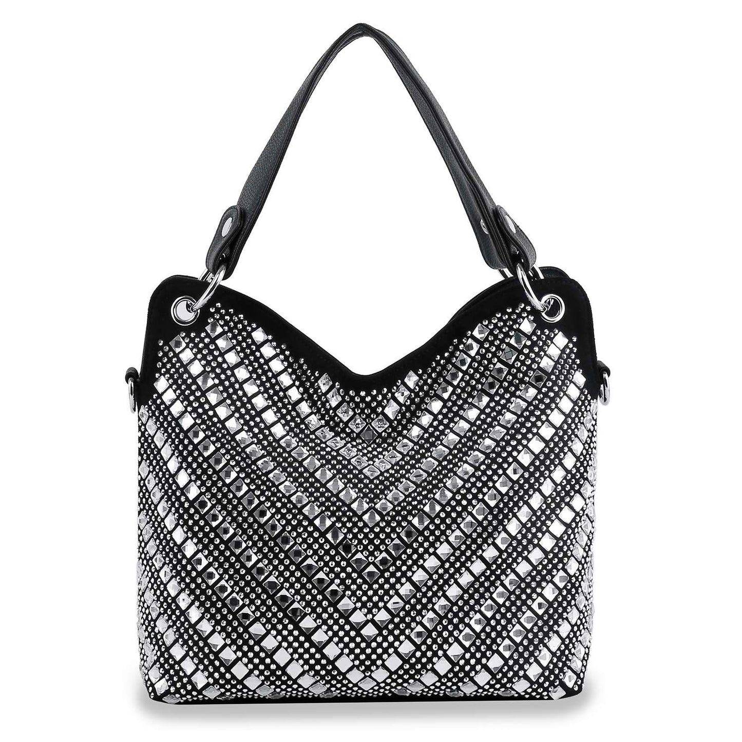 Chevron Design Rhinestone Handbag