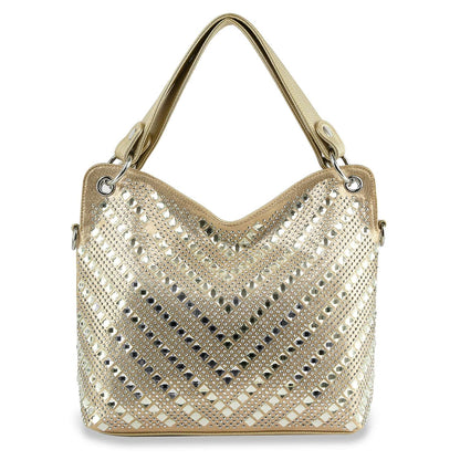 Chevron Design Rhinestone Handbag