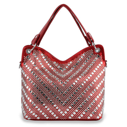 Chevron Design Rhinestone Handbag