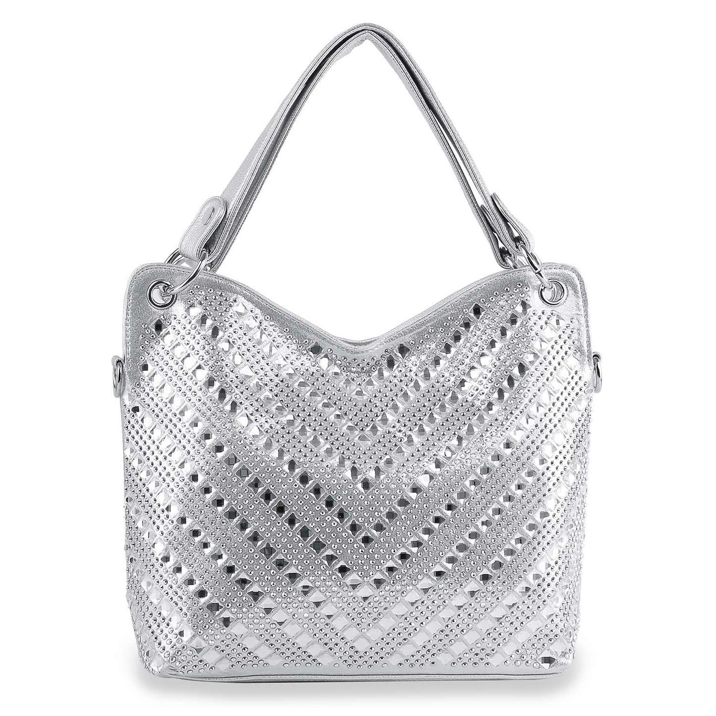 Chevron Design Rhinestone Handbag