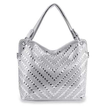 Chevron Design Rhinestone Handbag