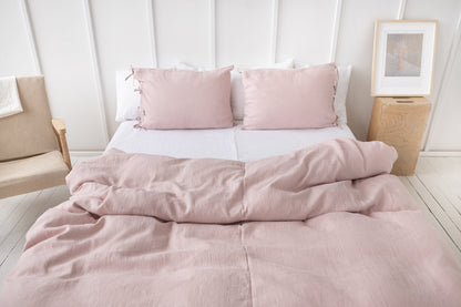 Pale Pink linen duvet cover with ties
