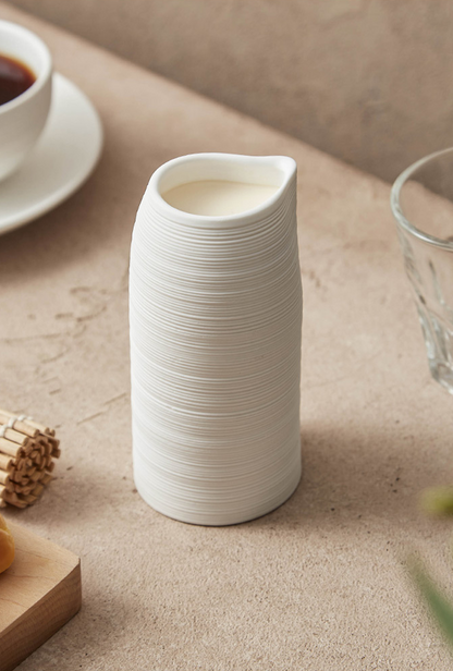 Minimalist Textured Ceramic Cup – 245ml White Modern Drinkware