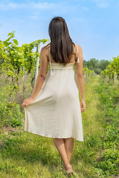 Midi Dress With V Neck And Spaghetti Straps