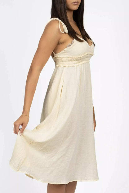 Midi Dress With V Neck And Spaghetti Straps