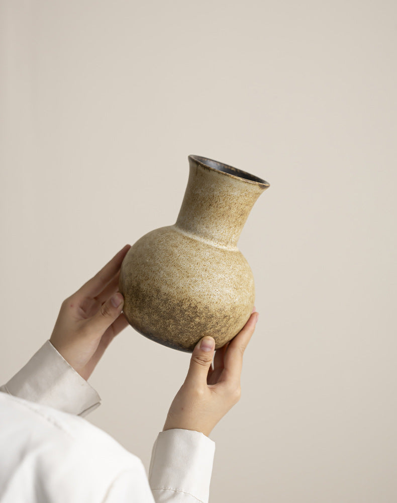 Japanese-Style Kiln-Changed Ceramic Vase – Retro Flower Arrangement Or