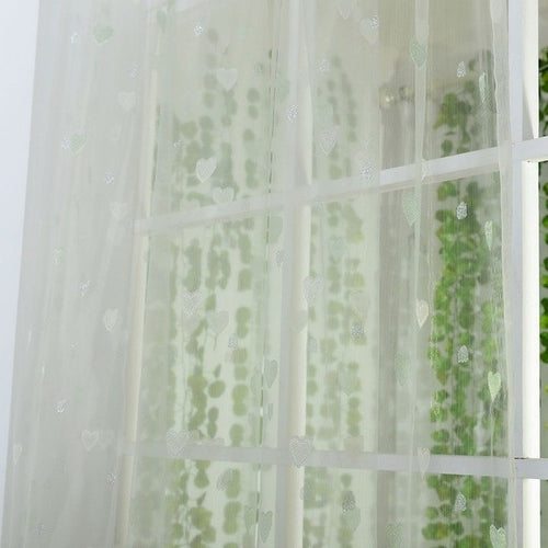 Door Window Voile Curtain Sweet Heart Pattern