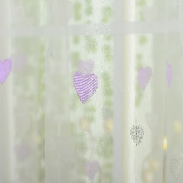 Door Window Voile Curtain Sweet Heart Pattern