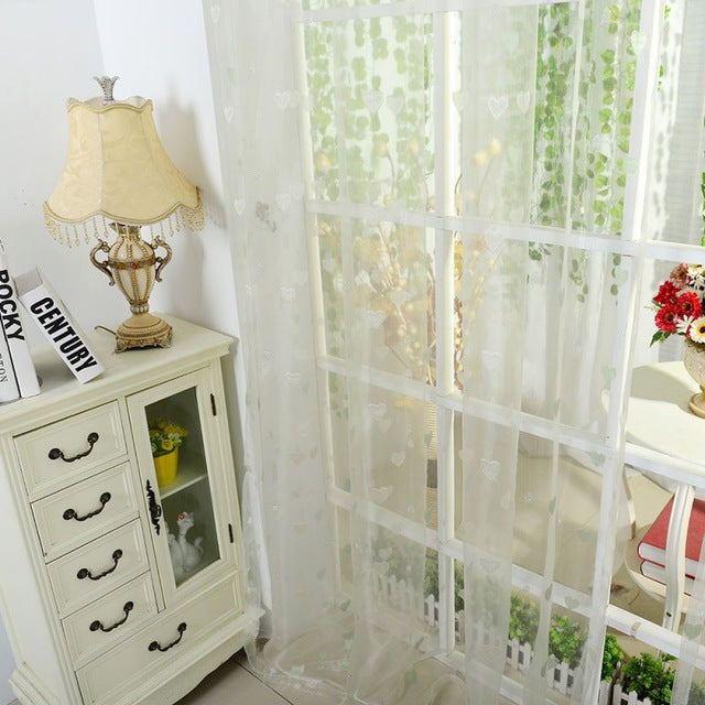 Door Window Voile Curtain Sweet Heart Pattern