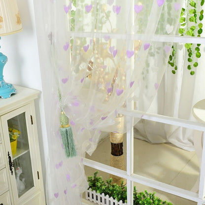 Door Window Voile Curtain Sweet Heart Pattern