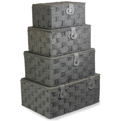 Twisted Grey Paper Rope Storage Basket