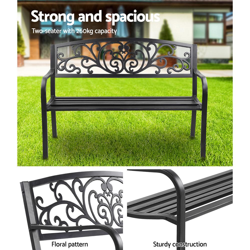 Gardeon Outdoor Garden Bench Seat Steel Outdoor Furniture 3 Seater