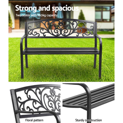 Gardeon Outdoor Garden Bench Seat Steel Outdoor Furniture 3 Seater