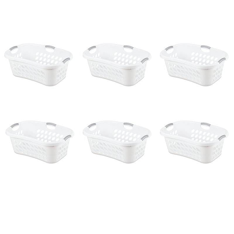 Set of 6 White Laundry Baskets w/ Carry Handles