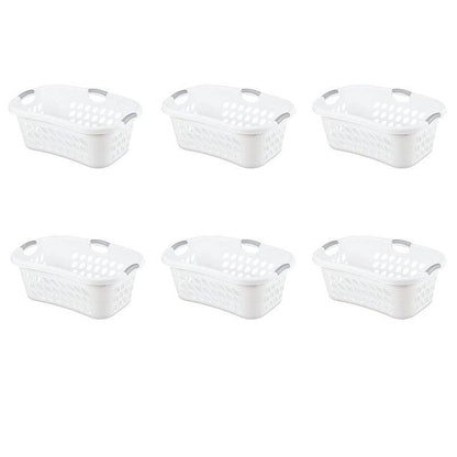 Set of 6 White Laundry Baskets w/ Carry Handles