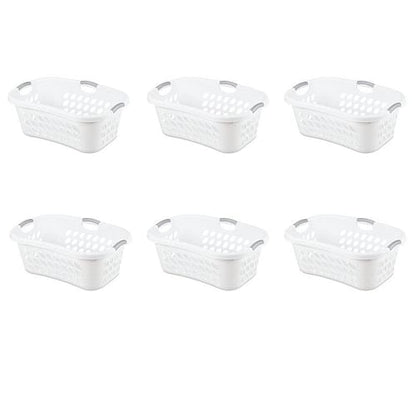 Set of 6 White Laundry Baskets w/ Carry Handles