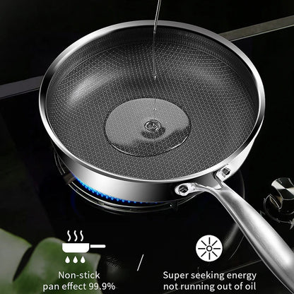 Premium 26/28cm Stainless Steel Frying Pan – Food Grade 304 Non-Stick