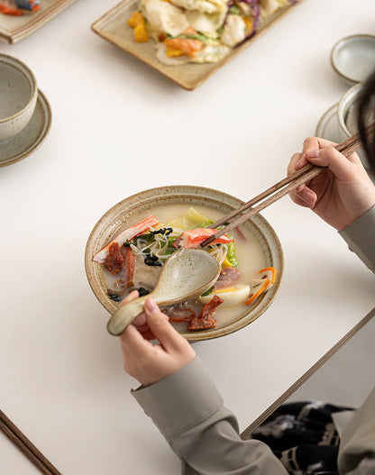 Japanese-Style Ceramic Dinnerware Set for Two – 9 Items Natural Glaze