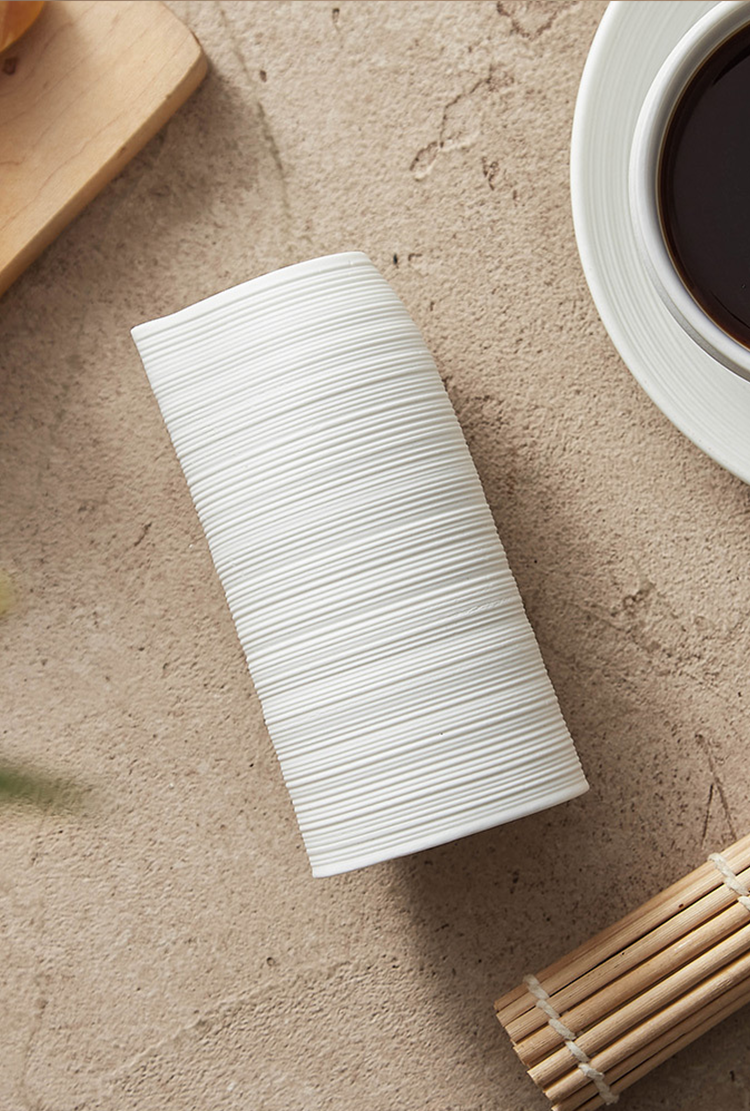 Minimalist Textured Ceramic Cup – 245ml White Modern Drinkware