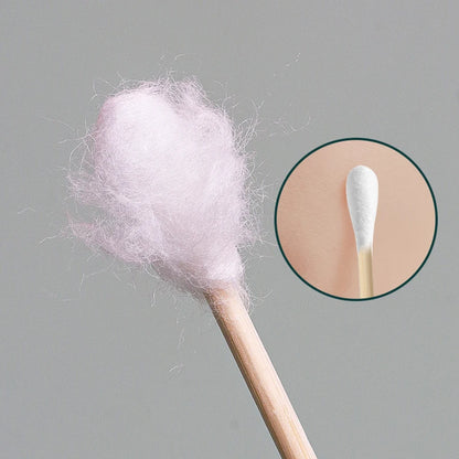 500pcs Double Head Wood Cotton Swab Nose Ears Cleaning Women Makeup
