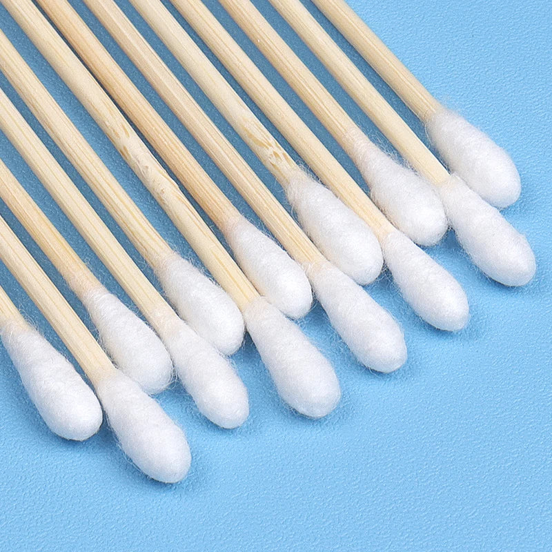 500pcs Double Head Wood Cotton Swab Nose Ears Cleaning Women Makeup