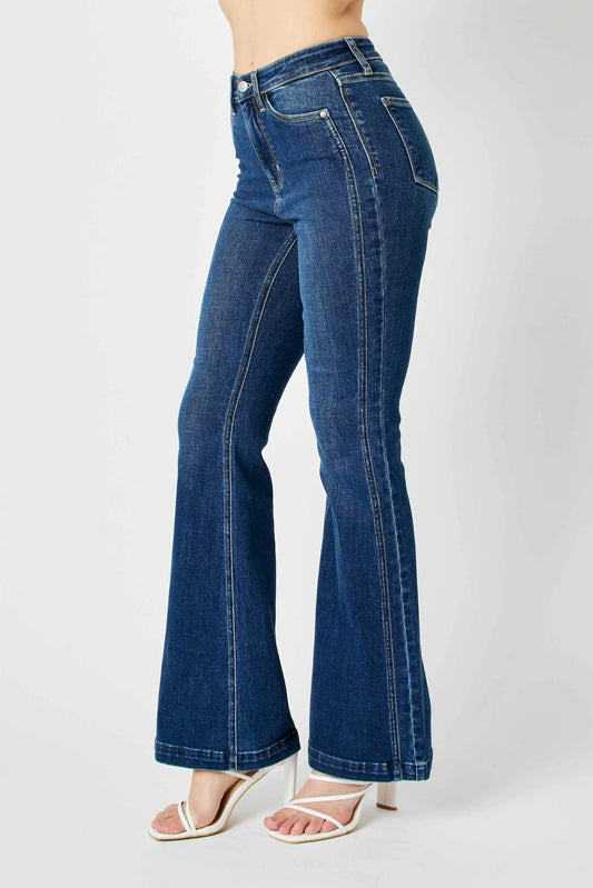 Judy Blue High Waist Angled Side Seam Detail Flare Denim Jeans 82538