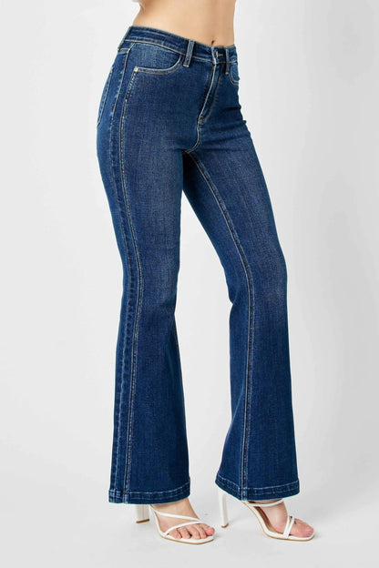 Judy Blue High Waist Angled Side Seam Detail Flare Denim Jeans 82538
