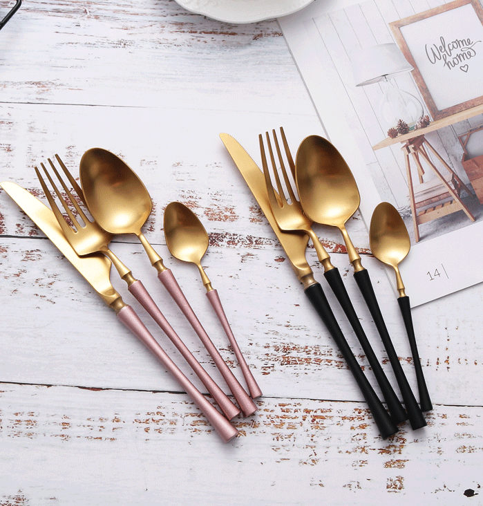 304 Stainless Steel Steak Cutlery Set - Knife, Fork, Spoon & Coffee Sp