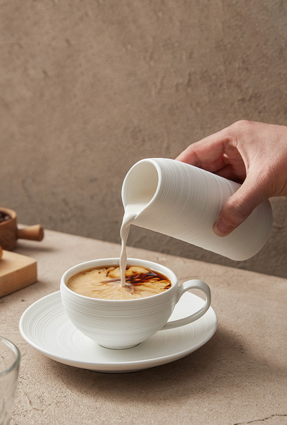 Minimalist Textured Ceramic Cup – 245ml White Modern Drinkware