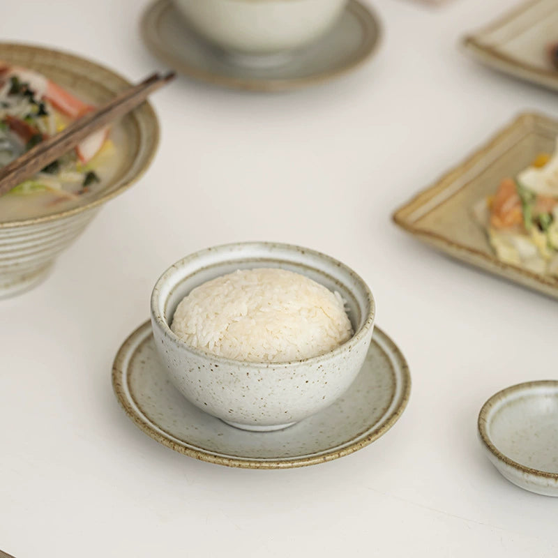 Japanese-Style Ceramic Dinnerware Set for Two – 9 Items Natural Glaze