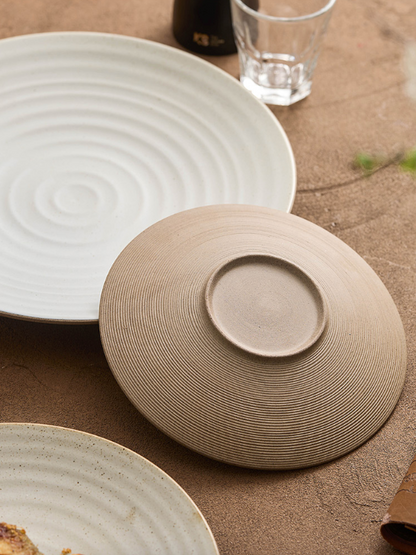Handcrafted Stoneware Shallow Plate – Modern Pasta or Dinner Dish