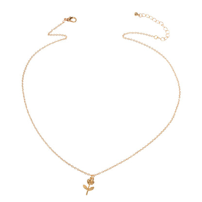 AU Stock Jewellery Gold Chain Rose Flower Charm Necklace Teens Women