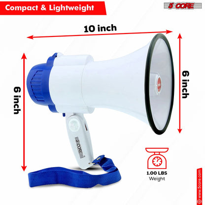 5Core Megaphone Bullhorn Speaker 30W Mini Bull Horn Battery Power