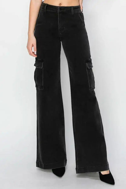 Risen High Rise Wide Leg Cargo Jeans