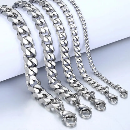 New Trendy Cuban Chain Men Bracelet Classic Stainless Steel 3/5/7/9mm