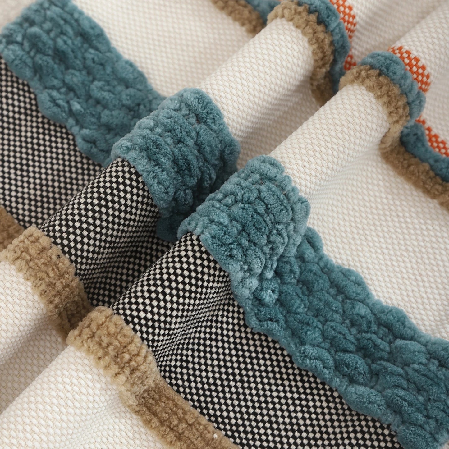 Boho Striped Chenille Throw Pillowcases Square