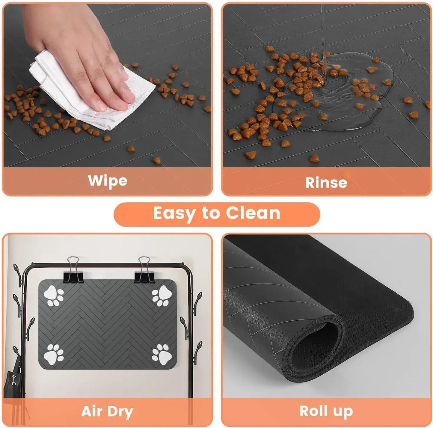 Absorbent Pet Feeding Mat, Waterproof Placemat for Dog & Cat Food &