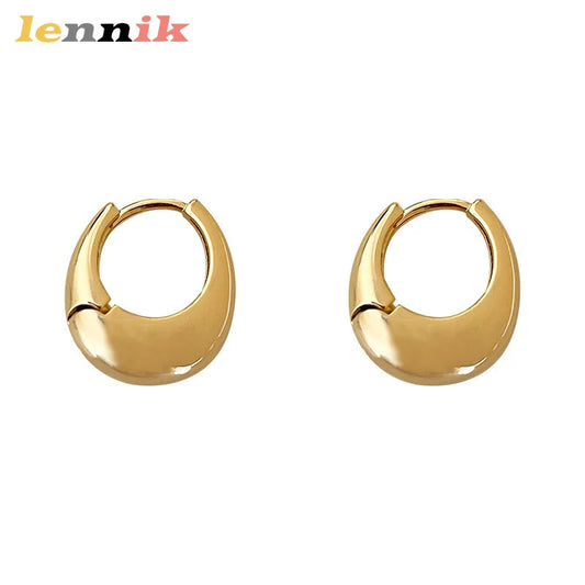 LENNIKOval Elegant Earrings, Women’s 3D Metal Design, Fit for