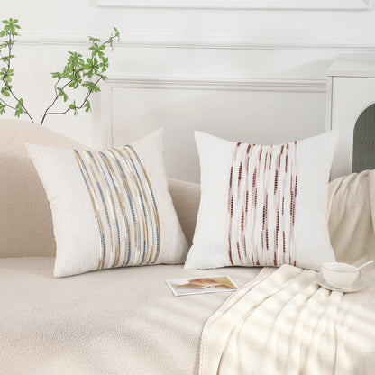 Boho Striped Chenille Throw Pillowcases Square