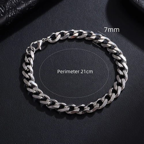 New Trendy Cuban Chain Men Bracelet Classic Stainless Steel 3/5/7/9mm