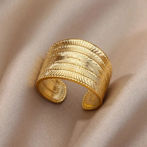 316L Stainless Steel Rings for Women Gold Color Never Fade Luxury