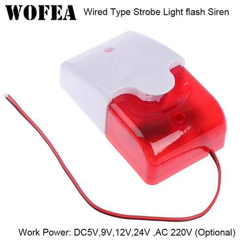 120 DB Flash LED Strobe Light Wired Siren 12V/ 5V /24V /220V Work For
