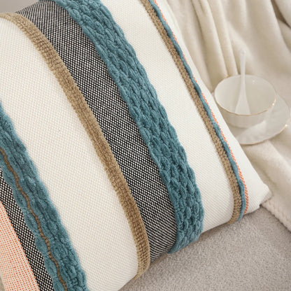Boho Striped Chenille Throw Pillowcases Square