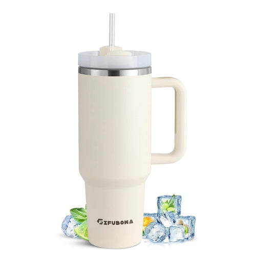 1200ml Stainless Steel Insulated Straw Water Bottle Thermal Coffee Car