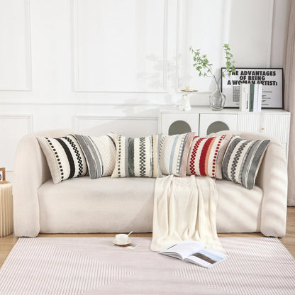 Boho Striped Chenille Throw Pillowcases Square