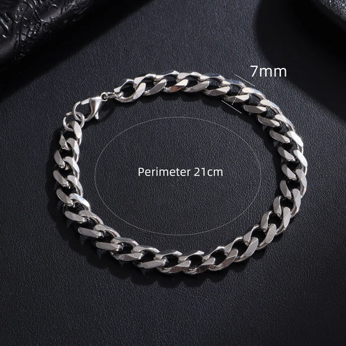 New Trendy Cuban Chain Men Bracelet Classic Stainless Steel 3/5/7/9mm