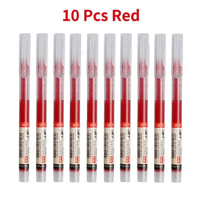 10Pcs/set High Quality Needle Type Gel Pens Straight Liquid Ballpoint