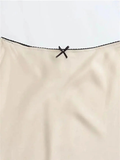 Mooyufon Women Fashion 2024 Spring New Satin Texture Bow Decoration